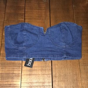 Denim Bra Top -Boohoo Sz 14